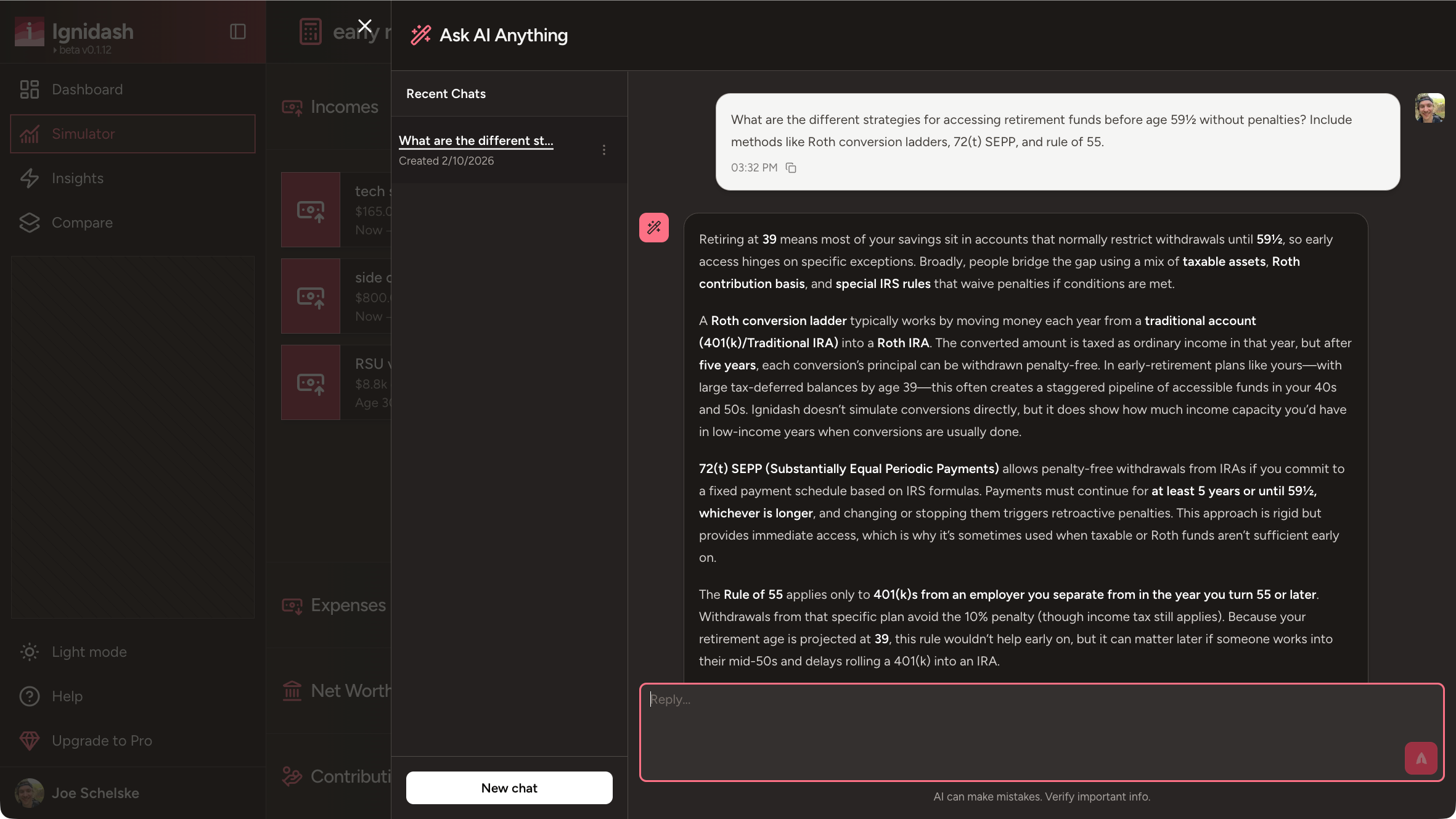AI chat screenshot